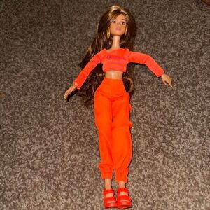 Purpose Toys Latinistas Juliana Fashion Doll Orange Outfit Long Brown Hair EUC